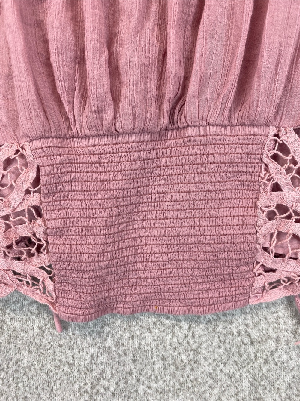 Free People Lace Crop Top Pink XS Coquette Cottagecore Fairy Boho Dainty - Picture 9 of 11